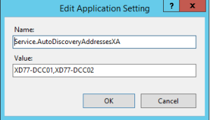 Hinzufügen des neuen Application Settings "Service.AutoDiscoveryAddressesXA"