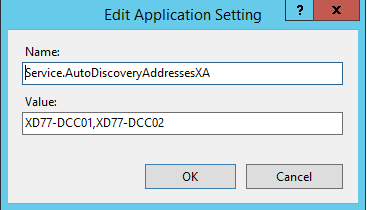 Hinzufügen des neuen Application Settings "Service.AutoDiscoveryAddressesXA"