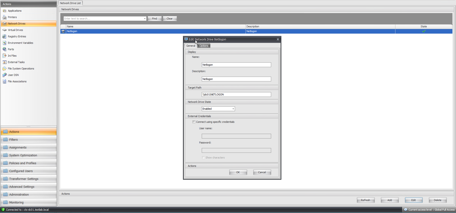 Citrix WEM - Network Drives einbinden