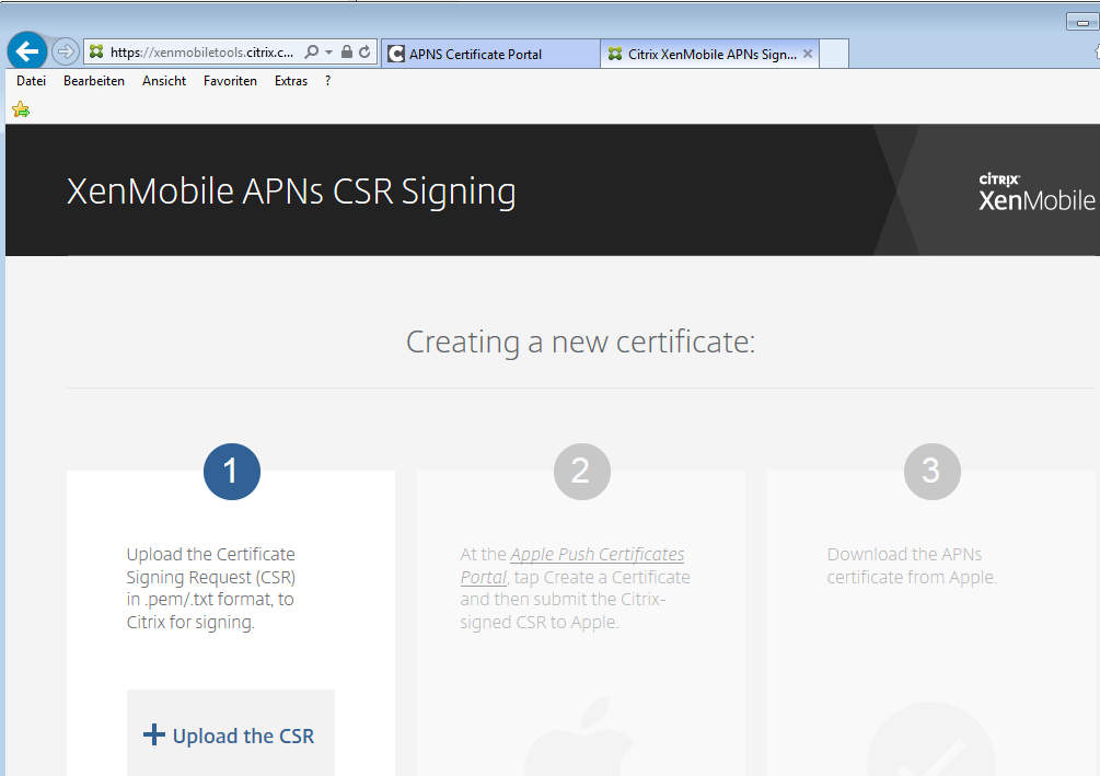 Citrix XenMobile Device Manager APNS Zertifkat verlängern